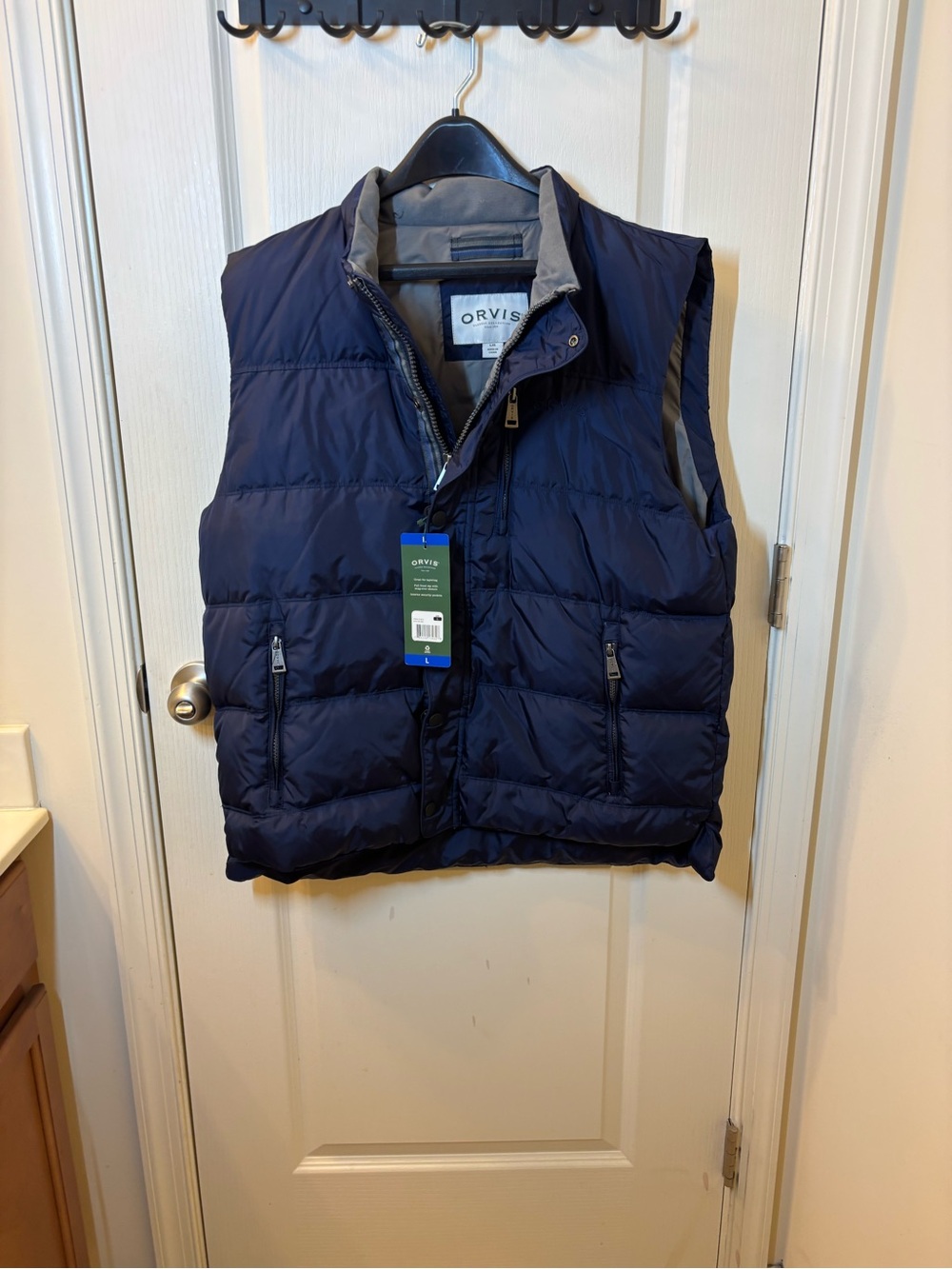 Orvis Classic Collection Men’s L Down Puffer Vest Navy Blue NWT Full Zip